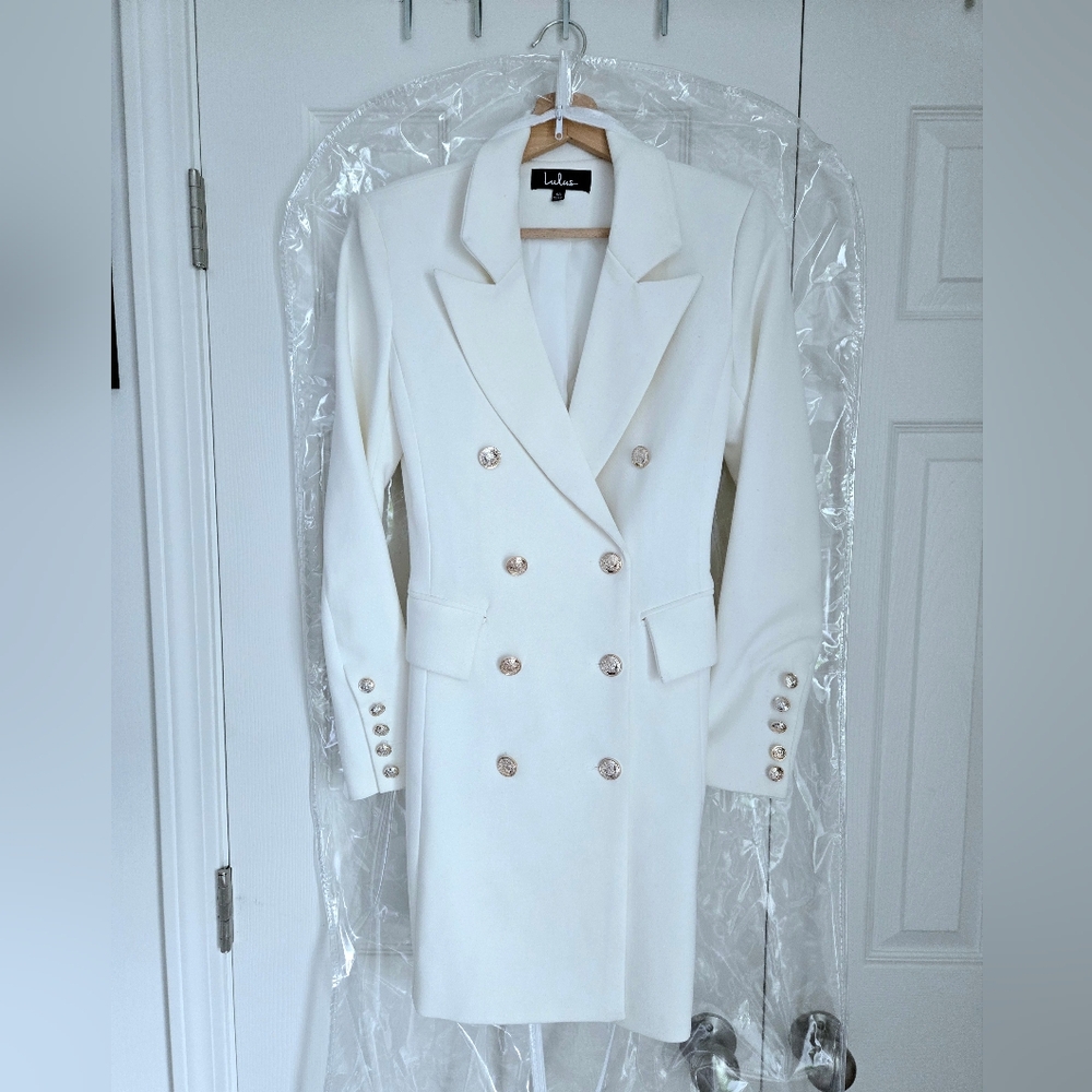 RETIRED FAVORITE Lulus Captain's Blog Cream Double-Breasted Coat